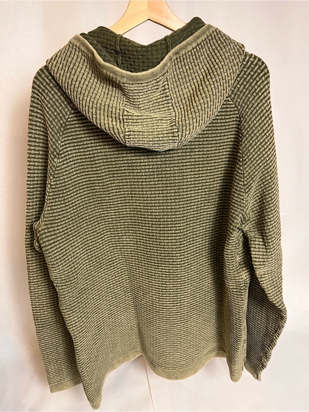 Men’s Hooded Textured Olive Sweatshirt - Picture 3 of 4